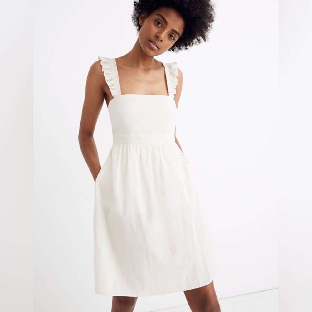 NWT Madewell Ruffle-Strap Empire Dress in Pearl Ivory size 6